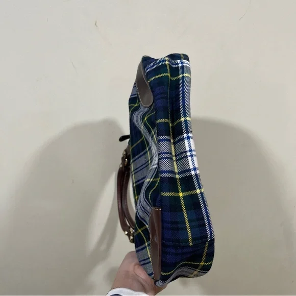RARE J. McLaughlin Tartan Handbag Vintage Wool /Leather plaid Handbag - Picture 8 of 15